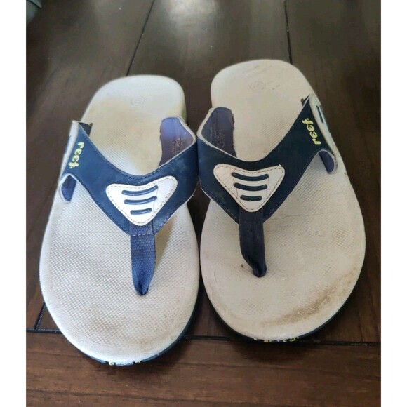 Men's Reef Flip Flops Sandals Thongs Comfort Size 9 Eur 41/42 Blue Worn & Comfy - Picture 1 of 6